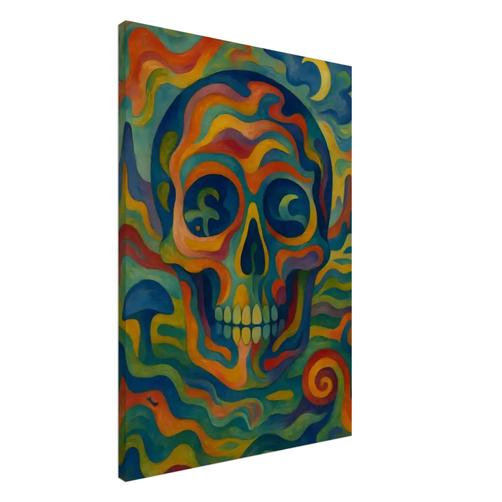 Colorful psychedelic skull painting on Canvas Craniocolor PixiOnyx Abstract Wall Art