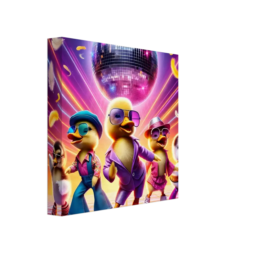 Disco Duck Poster displayed on Canvas in PixiOnyx Retro Absurdist Display