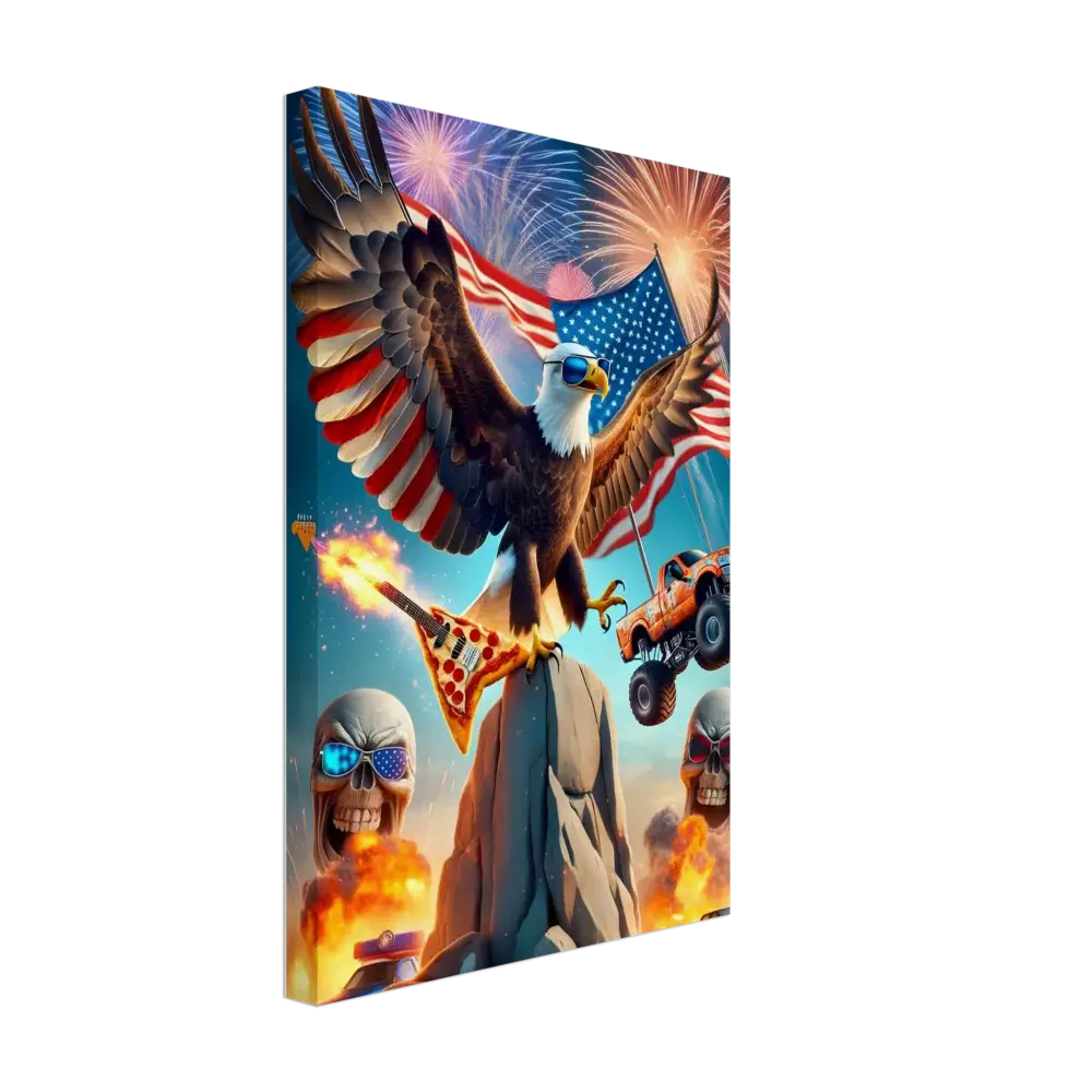 Patriotic-themed canvas print titled Canvas – Freedom Shreds Eternal by PixiOnyx Apex Americana