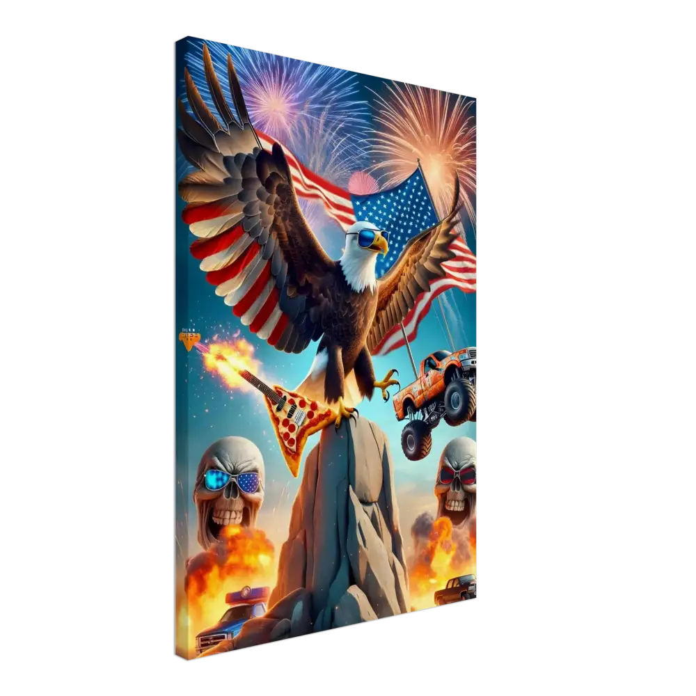Patriotic-themed fantasy art print displayed on Canvas Freedom Shreds Eternal by PixiOnyx Apex Americana
