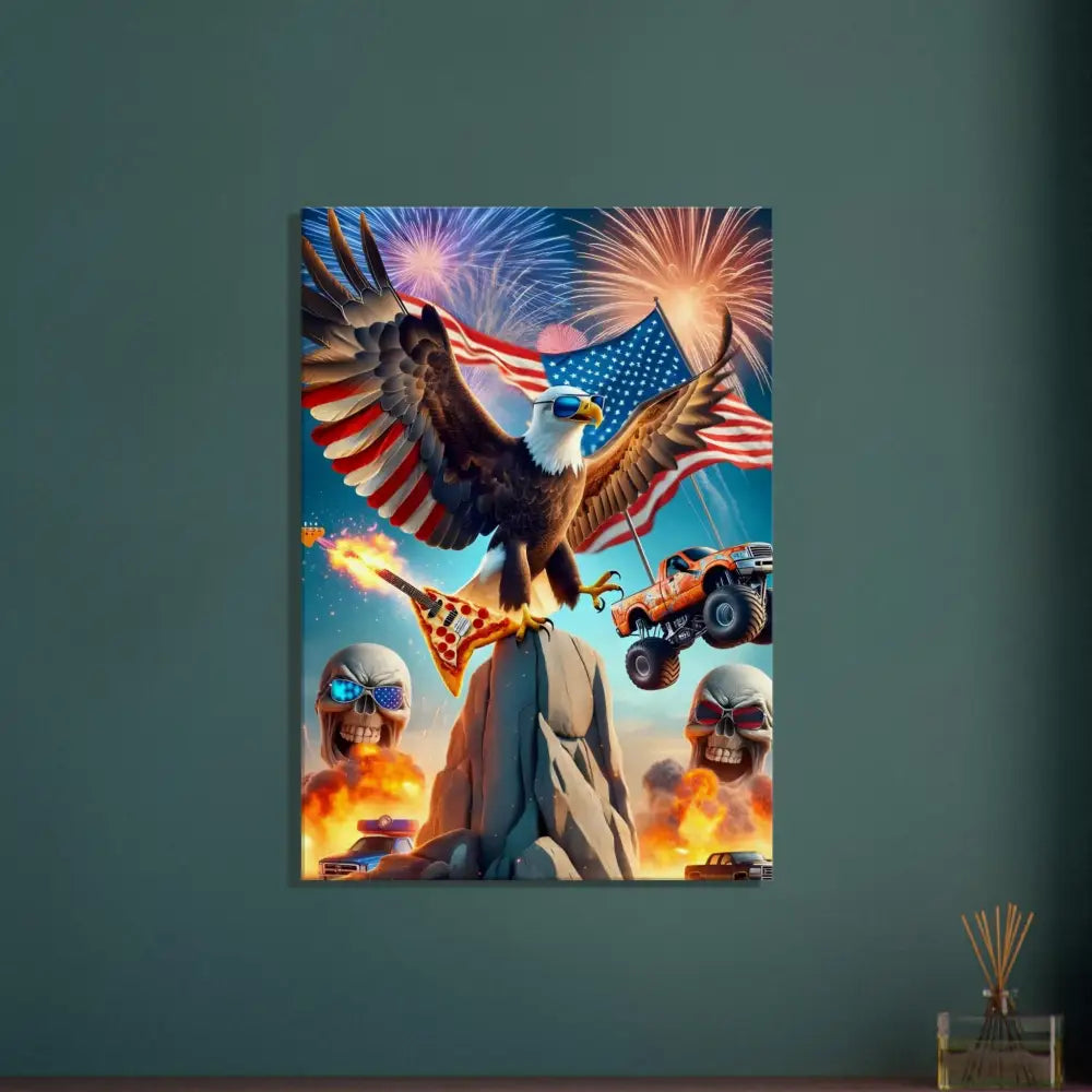 Patriotic eagle rock poster on Canvas Freed Shreds Eternal product by PixiOnyx Apex Americano