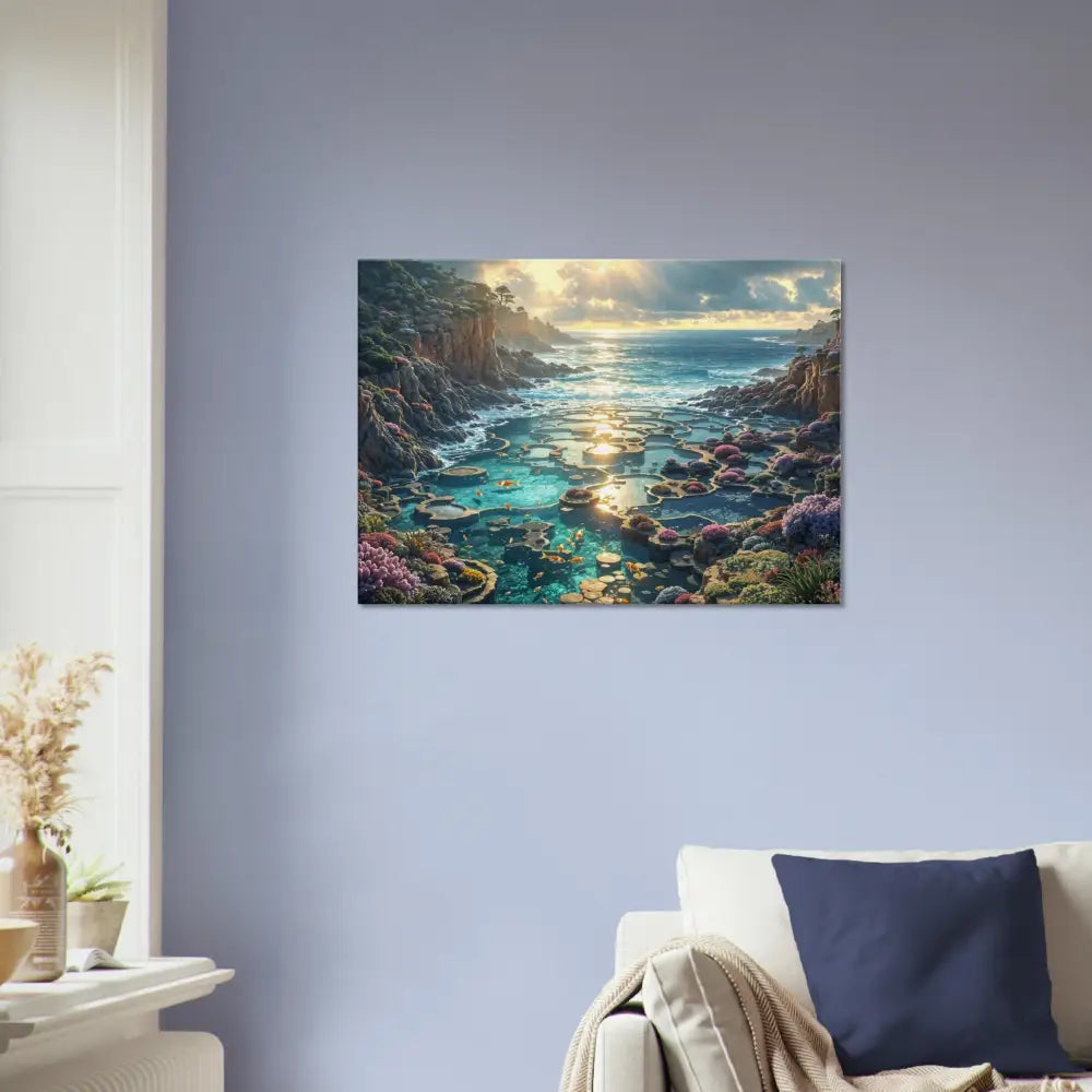Coastal landscape artwork on Canvas Garden of the Tides PixiOnyx Sculpted Serenity Edition