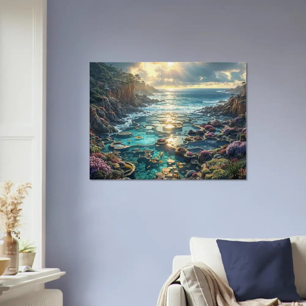 Coastal landscape art print on Canvas Garden of the Tides PixiOnyx Sculpted Serenity Edition