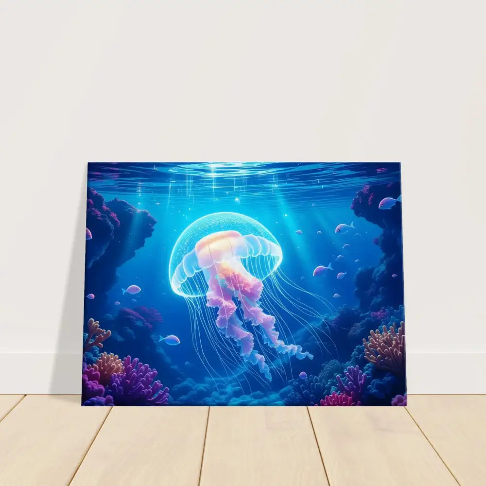 Underwater jellyfish canvas art from PixiOnyx Ocean Reverie Glowing Wanderer series