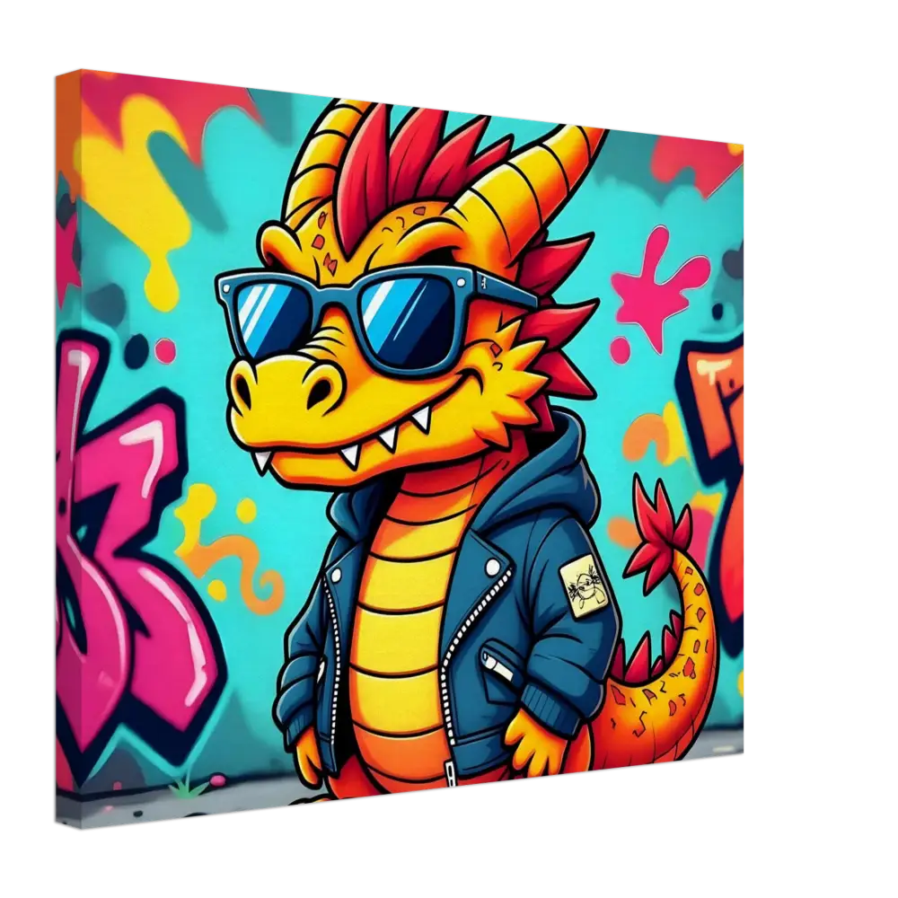 Cool cartoon dragon canvas art for graffiti-inspired Urban Pop wall decor
