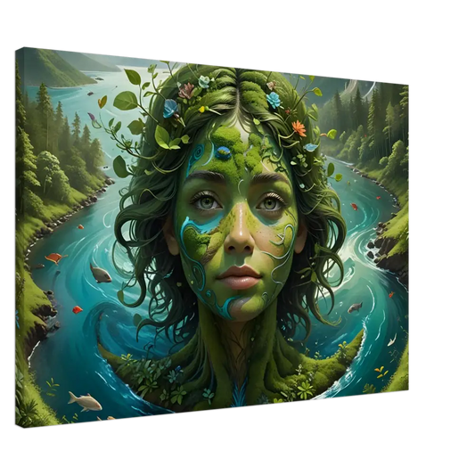 Nature goddess canvas art in green tones from PixiOnyx Nature Dreamscape collection