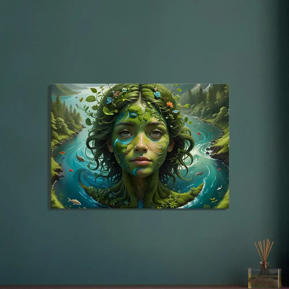 Nature-themed portrait canvas titled Green Goddess from PixiOnyx Nature Dreamscape collection