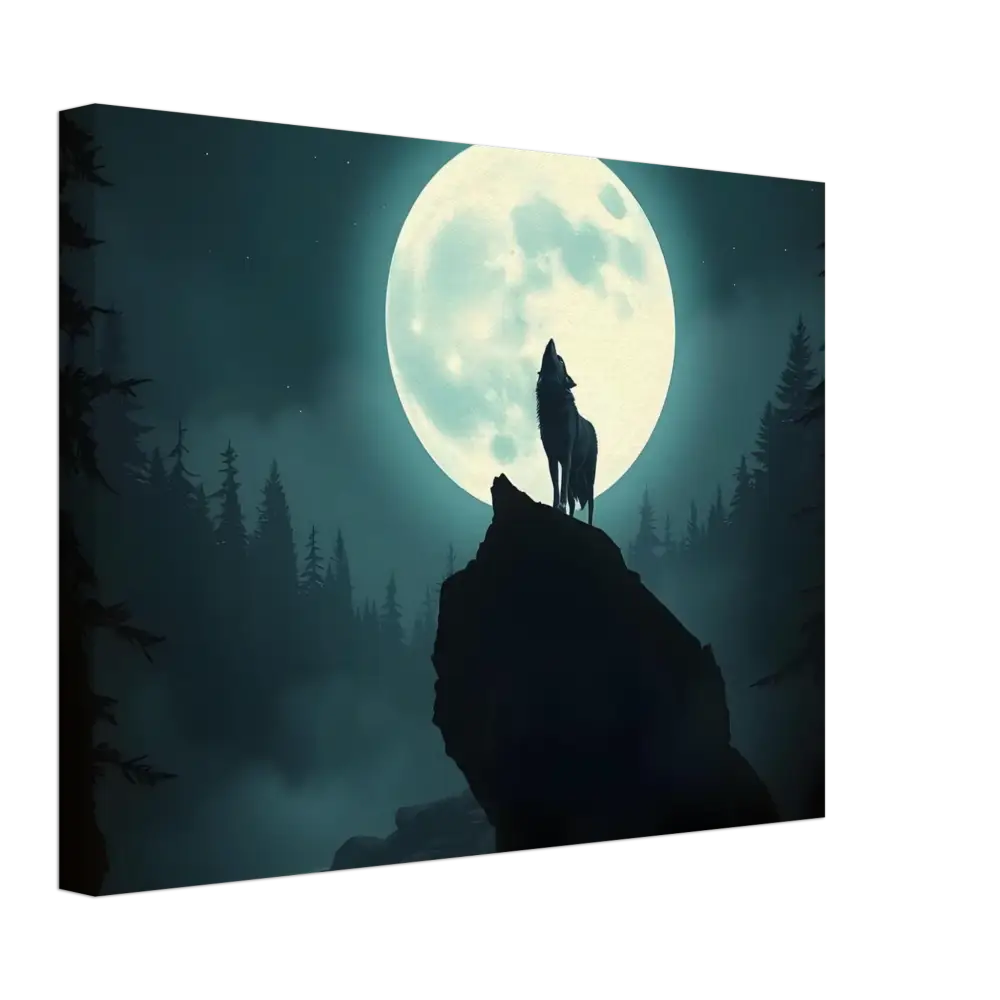 Wolf howling at the moon on Canvas – Howling at the Moon PixiOnyx Lunar Reverie