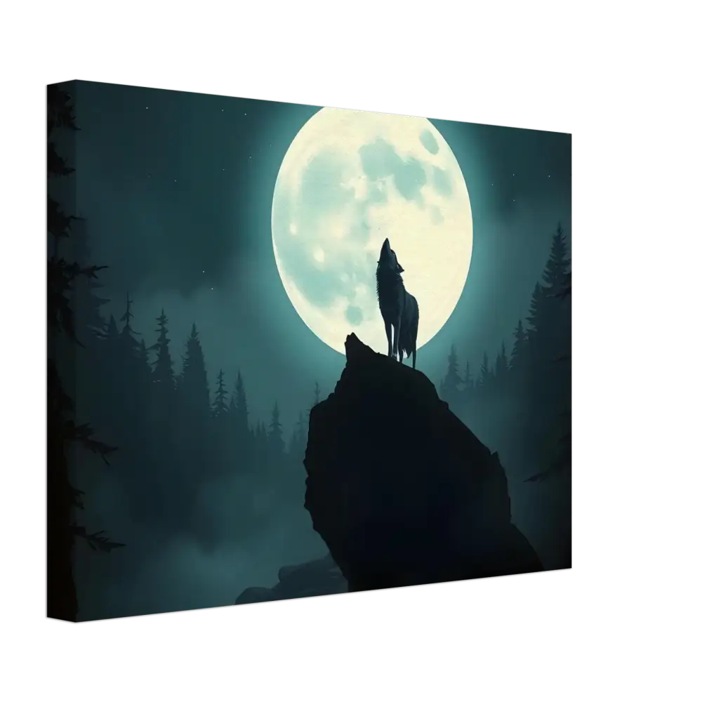 Wolf howling at the moon on Canvas – Howling at the Moon from PixiOnyx Lunar Reverie