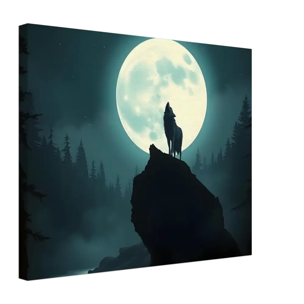 Wolf howling at the moon on Canvas – Howling at the Moon PixiOnyx Lunar Reverie