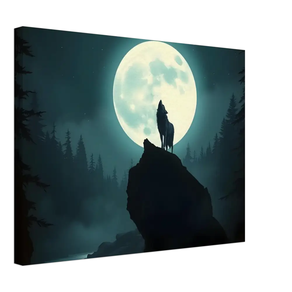Silhouette of howling wolf for Canvas – Howling at the Moon PixiOnyx Lunar Reverie