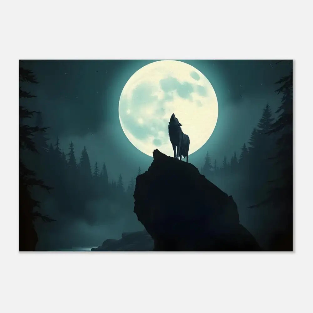 Wolf howling at the moon on Canvas PixiOnyx Lunar Reverie artwork