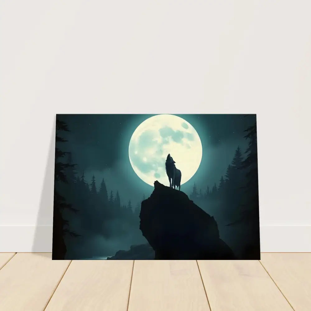 Wolf howling at the moon canvas artwork from PixiOnyx Lunar Reverie collection