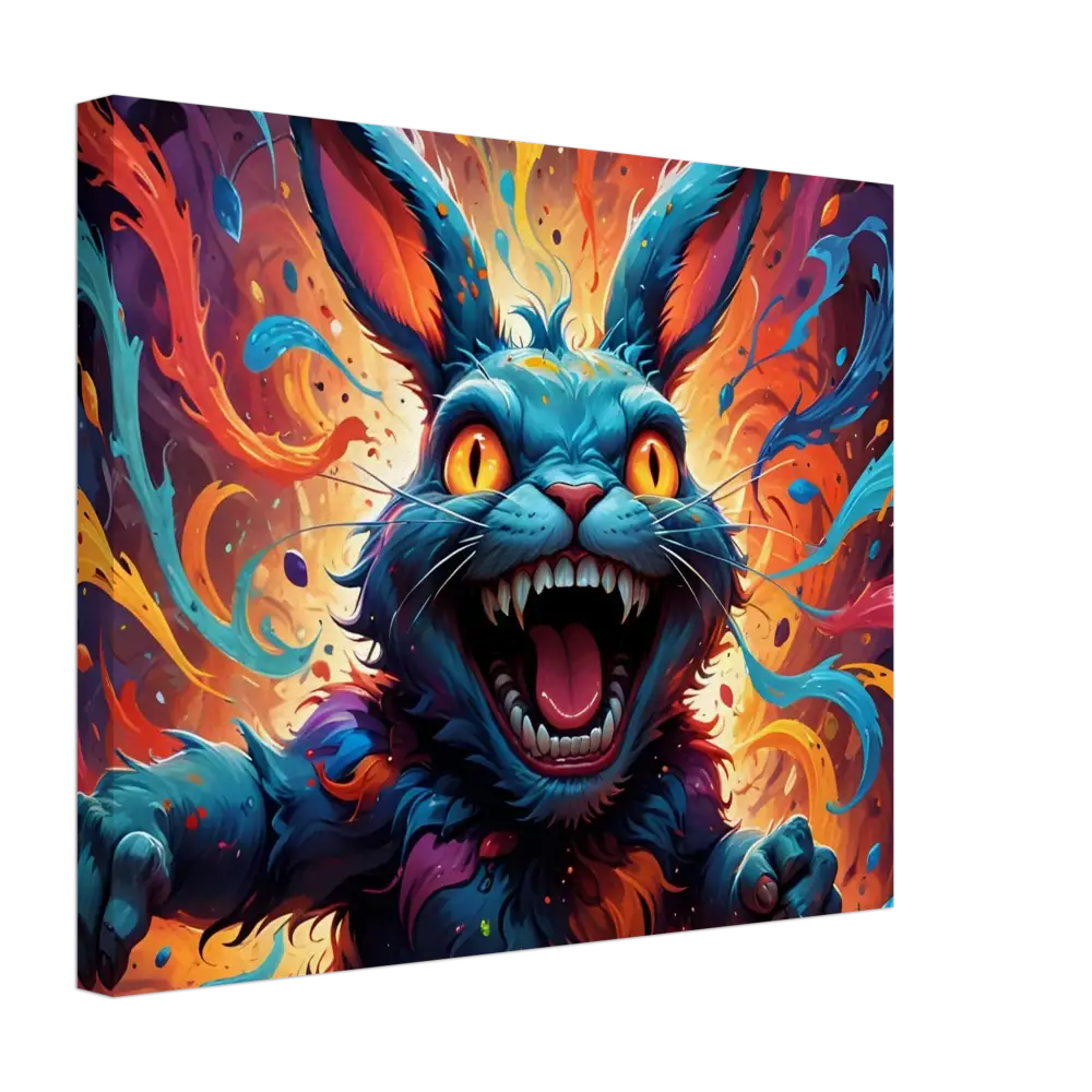 Colorful fearsome cartoon rabbit from Canvas Inferno Giggle Psycho Cottontail Quartet series