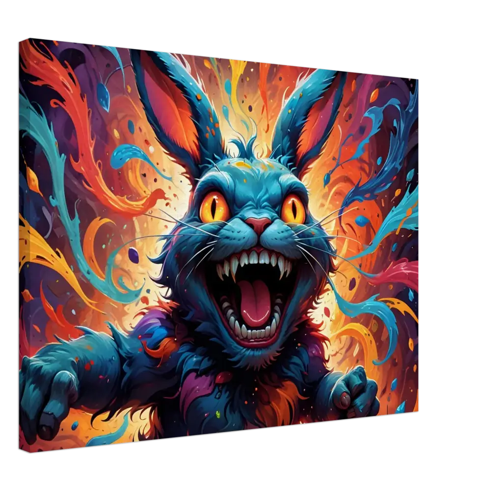 Colorful cartoonish fearsome rabbit from Canvas Inferno Giggle by PixiOnyx Burnstroke Series