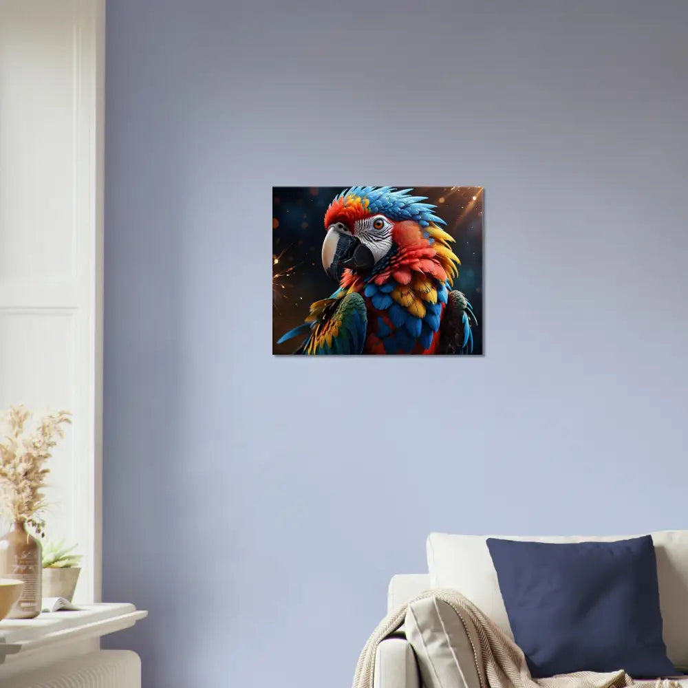 Colorful Macaw Firelight art print on Canvas PixiOnyx Feathered Inferno Nature