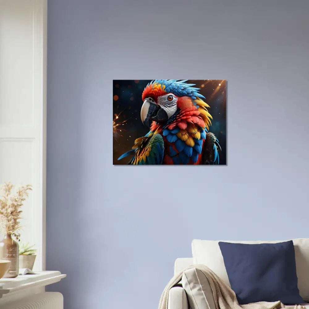 Colorful parrot wall art on Canvas Macaw Firelight Feathered Inferno Nature Canvas