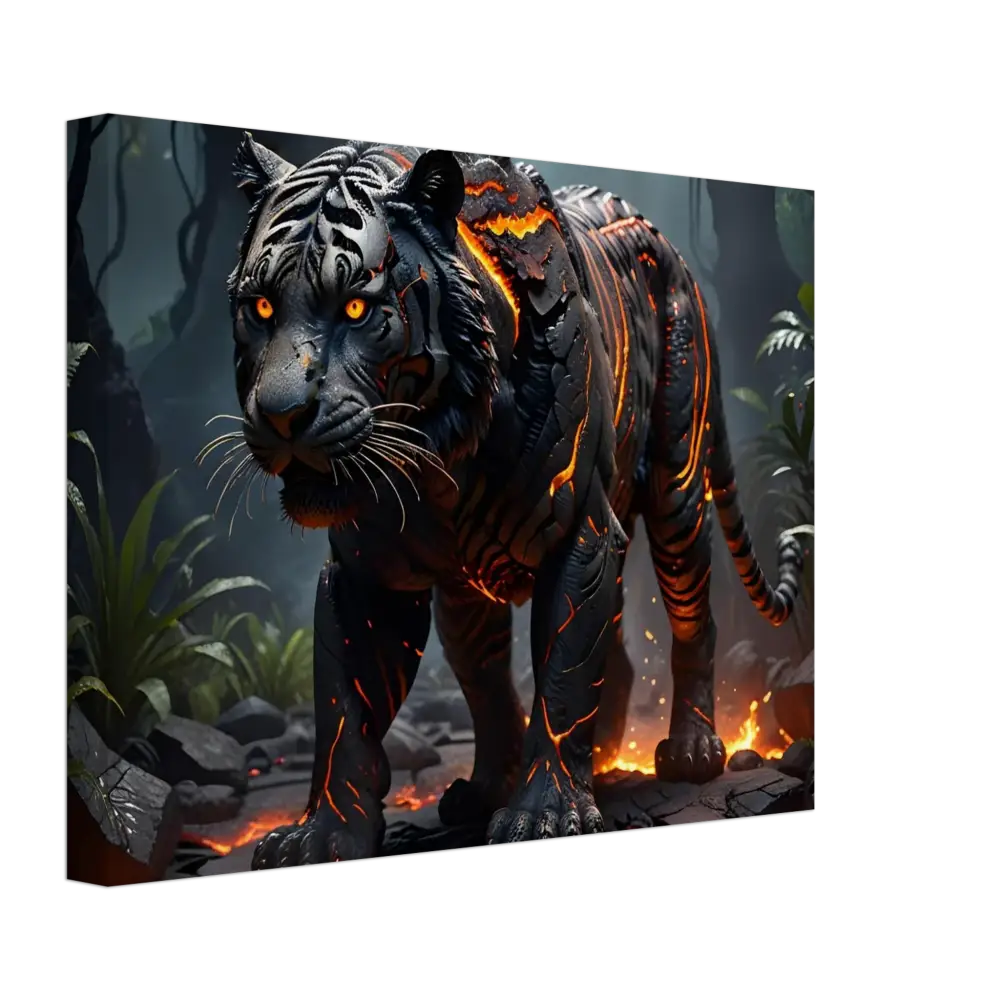 Lava-infused black tiger from Canvas Molten Majesty PixiOnyx Naturebound Firecore Fantasy