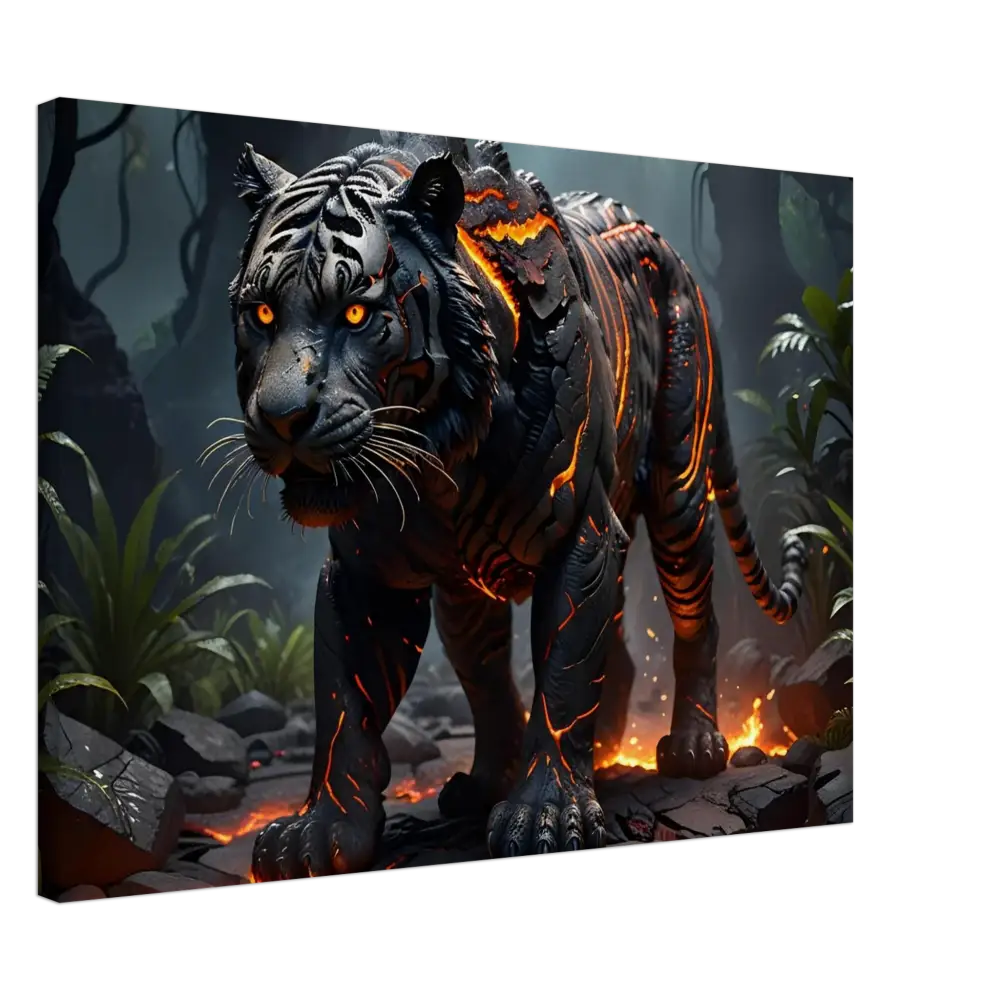 Black tiger with lava accents from Canvas Molten Majesty PixiOnyx Naturebound Firecore Fantasy