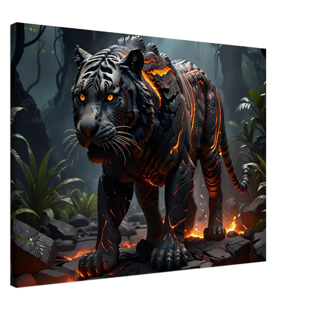 Lava-infused tiger sculpture from Canvas Molten Majesty PixiOnyx Naturebound Firecore Fantasy