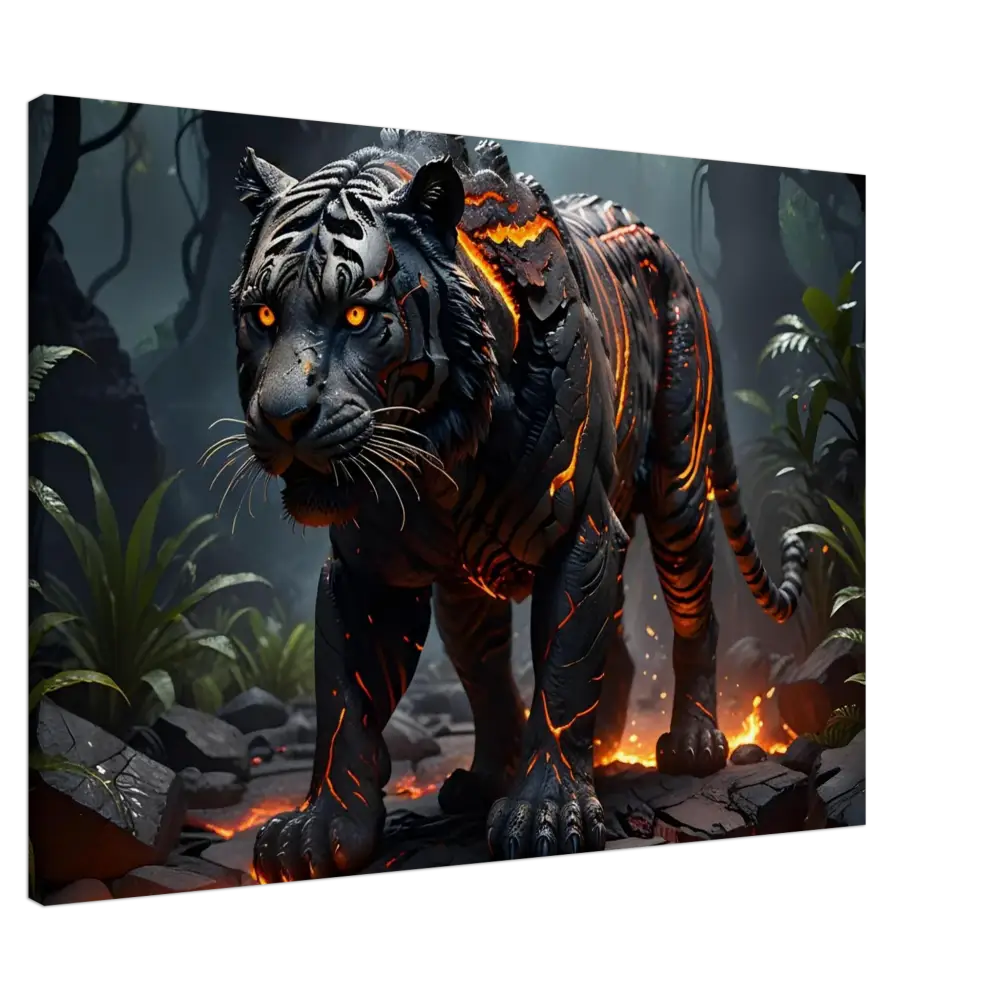 Lava-infused black tiger from Canvas Molten Majesty PixiOnyx Naturebound Firecore Fantasy