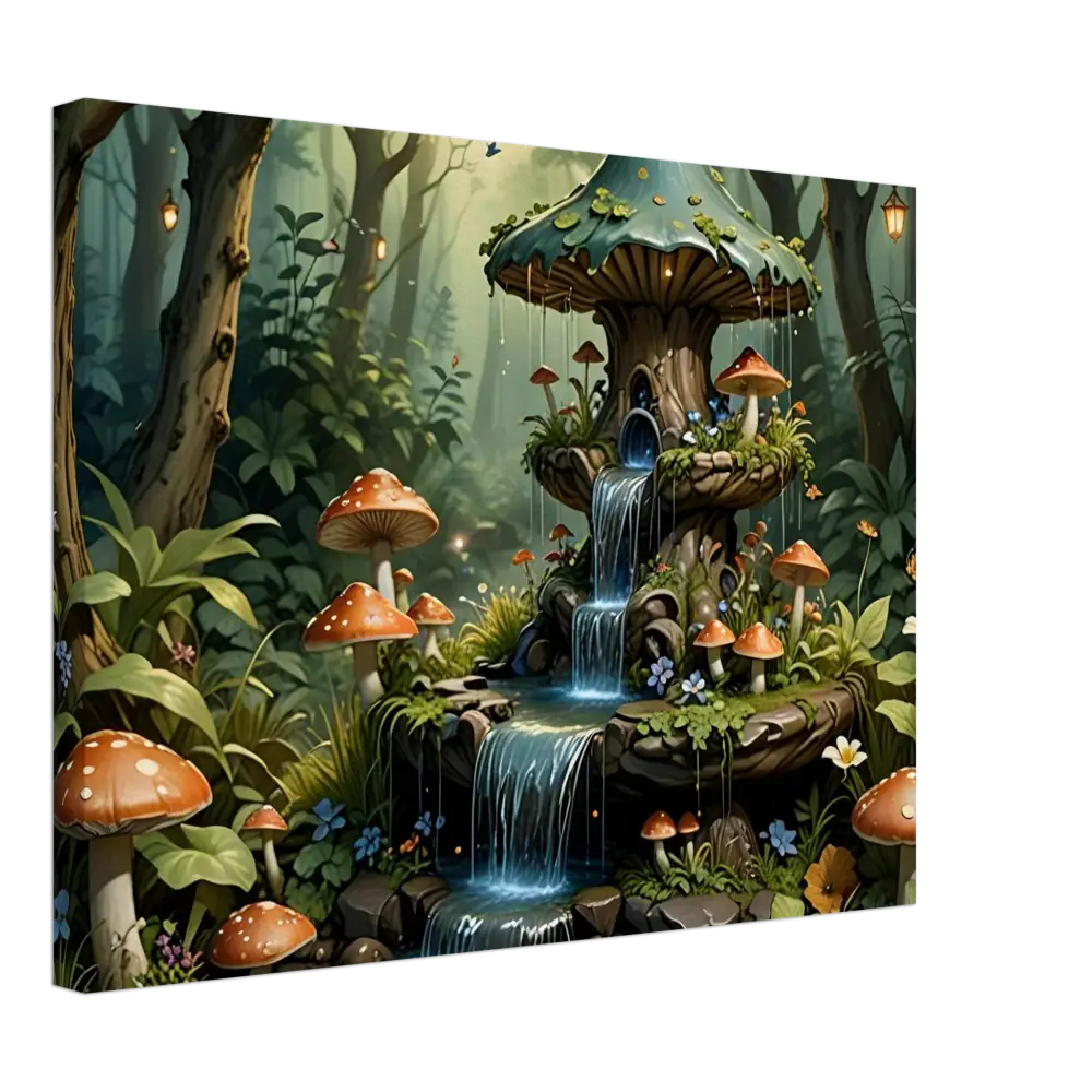 Enchanting Mushroom House with Cascading Waterfall in PixiOnyx Fantasy Nature Display