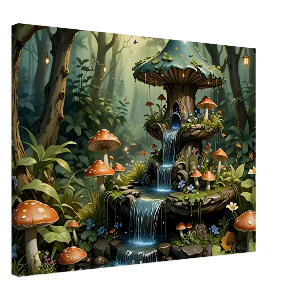 Whimsical Mushroom Fountain from Canvas Mushroom Cascade Shrine by PixiOnyx Fantasy Nature Display