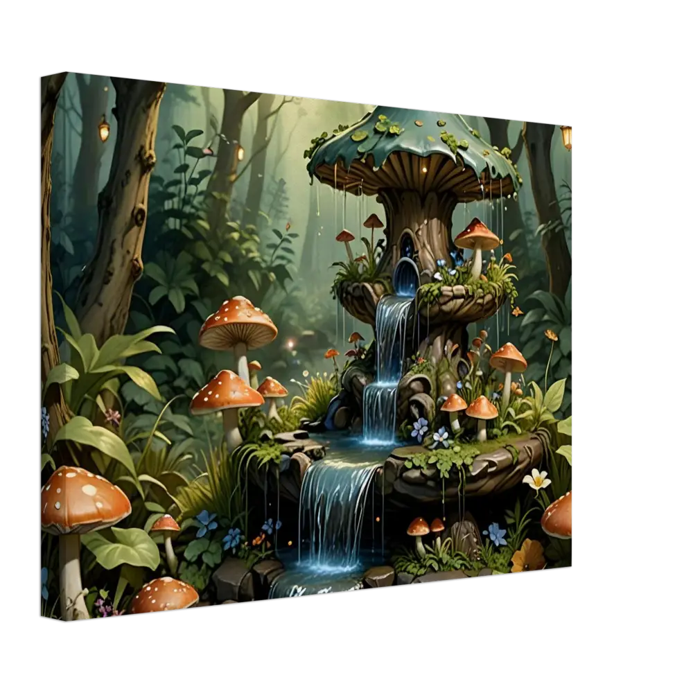 Whimsical mushroom fountain from Canvas Mushroom Cascade Shrine PixiOnyx Fantasy Nature Display
