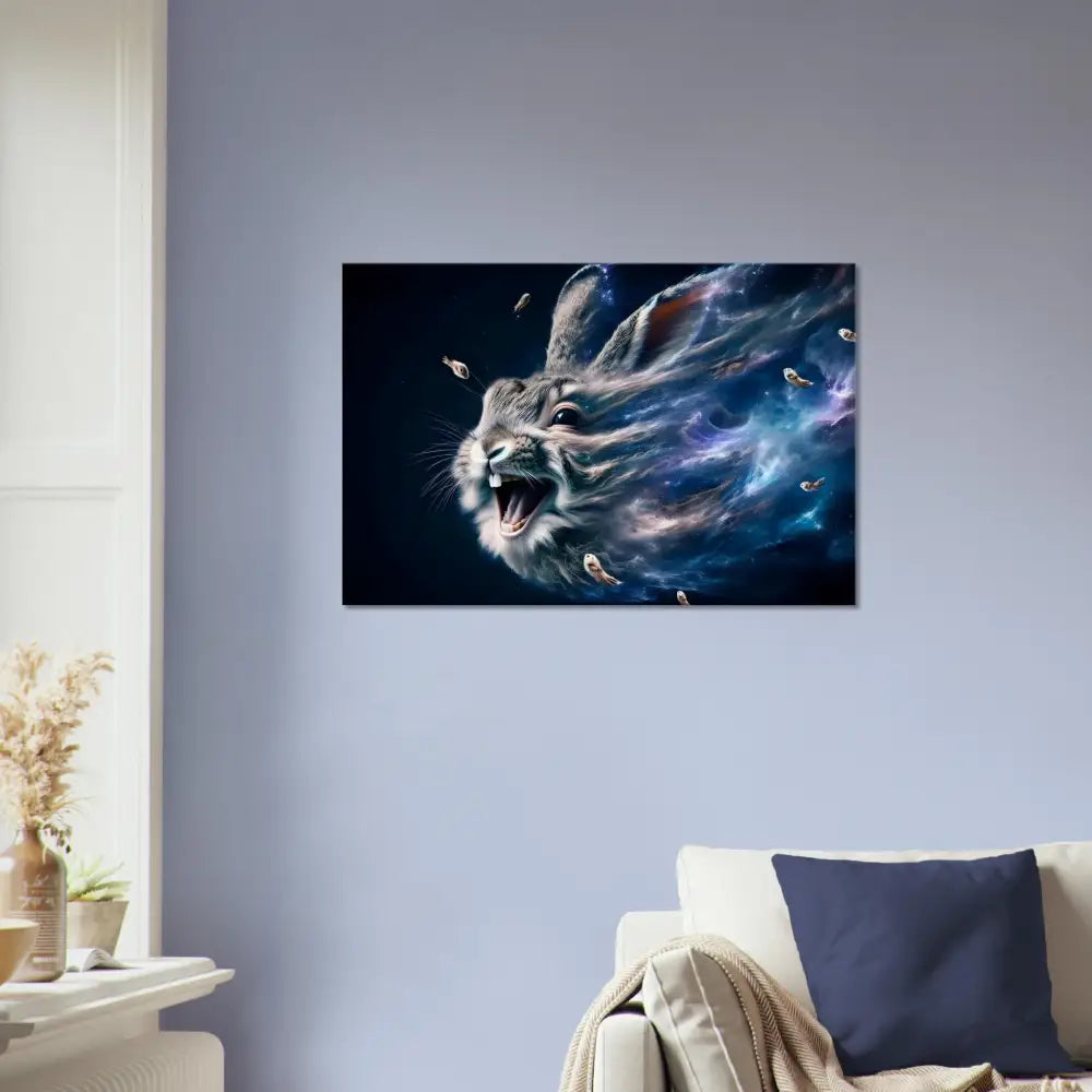 Surreal rabbit nebula artwork on Canvas Nebula Howl Psycho Cottontail Quartet PixiOnyx texture