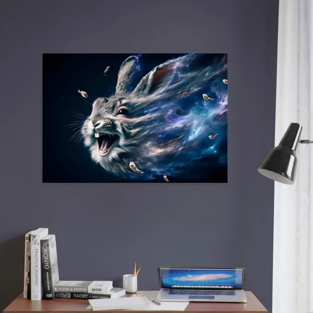 Rabbit-themed wall art from PixiOnyx Deep Space Texture Series Canvas Nebula Howl