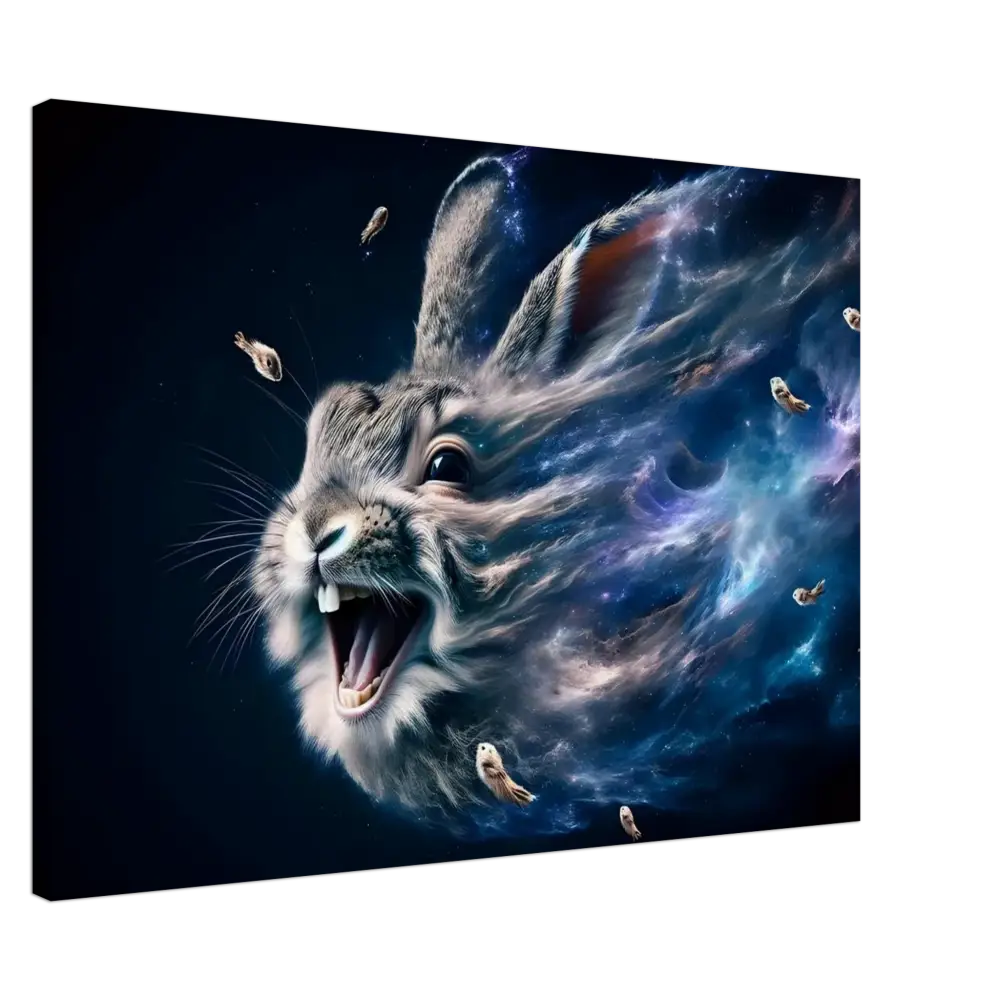 Cosmic rabbit head with open mouth from PixiOnyx Deep Space Texture Series Canvas Nebula Howl