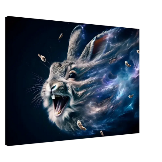 Cosmic rabbit head with open mouth from PixiOnyx Deep Space Texture Series Canvas Nebula Howl