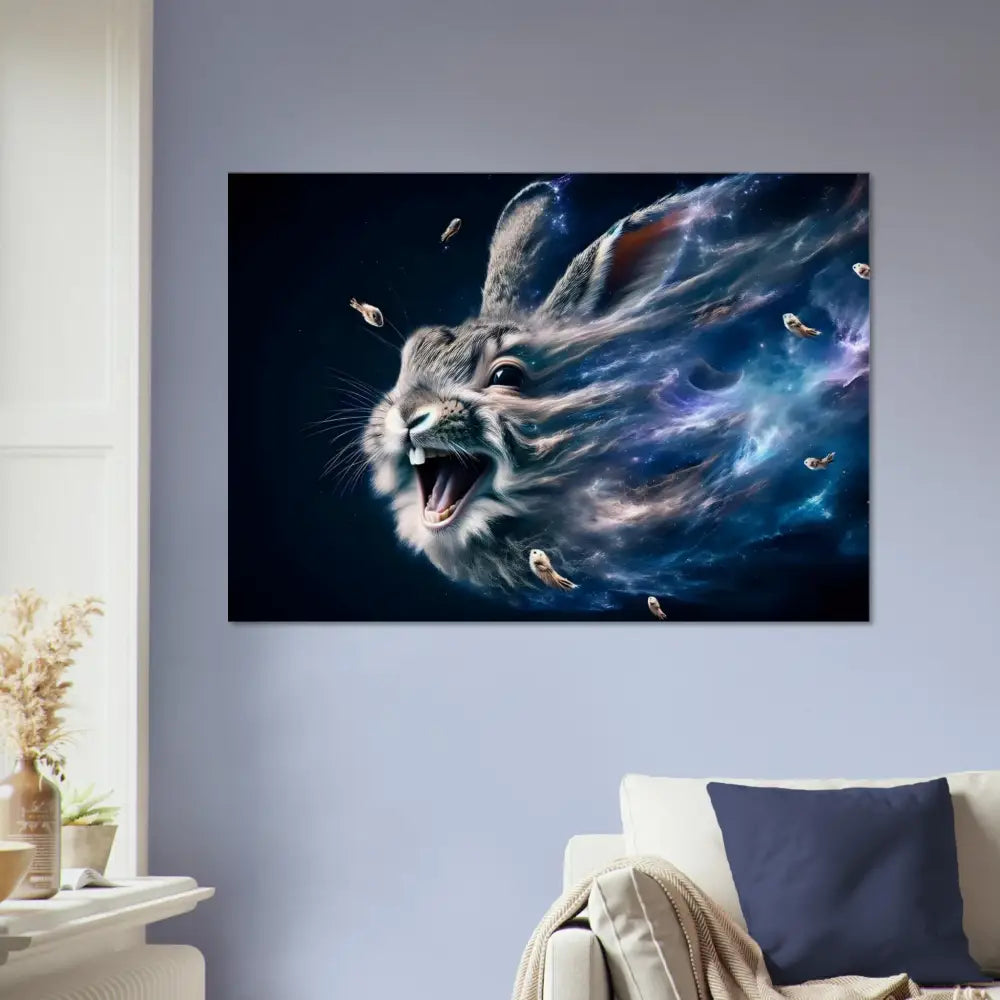 Rabbit head with cosmic energy from PixiOnyx Deep Space Texture Series Canvas Nebula Howl