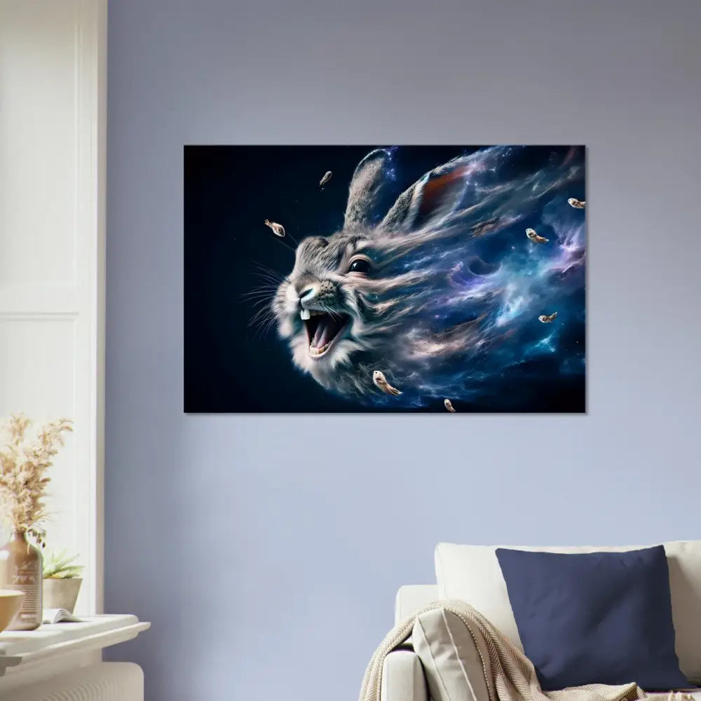Rabbit head with cosmic energy from Canvas Nebula Howl Psycho Cottontail Series