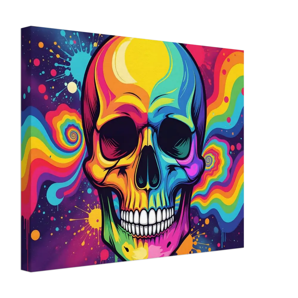 Colorful psychedelic skull art on Canvas Neon Psychedelic Skull by PixiOnyx Urban Gallery