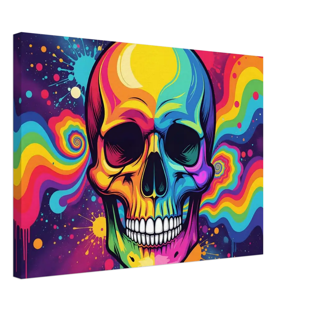 Colorful skull art on Canvas Neon Psychedelic Skull from PixiOnyx Abstract Urban Gallery