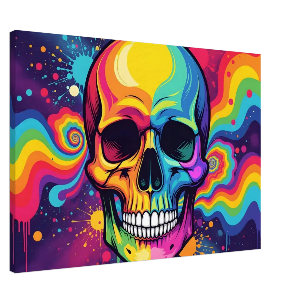 Colorful psychedelic skull art on Canvas Neon Psychedelic Skull PixiOnyx Urban Gallery