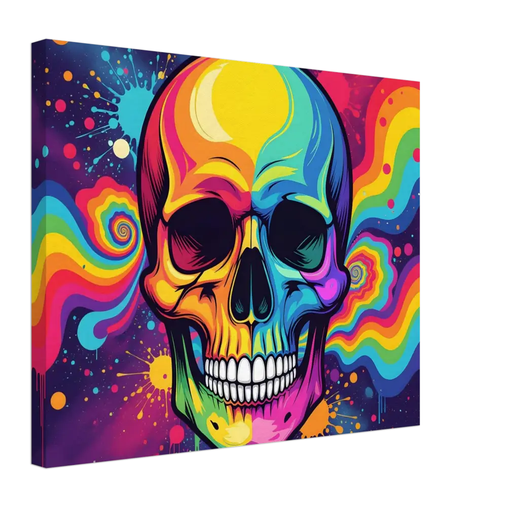 Colorful skull art on canvas from PixiOnyx Neon Psychedelic Skull Urban Gallery