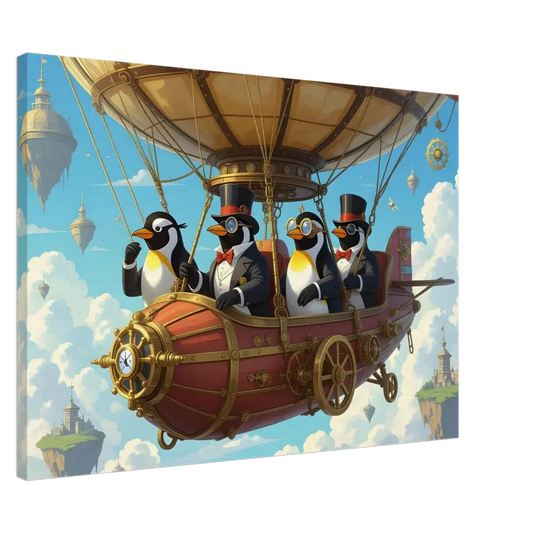 Steampunk Penguin Airship Canvas for PixiOnyx Whimsical Skybound Classic product