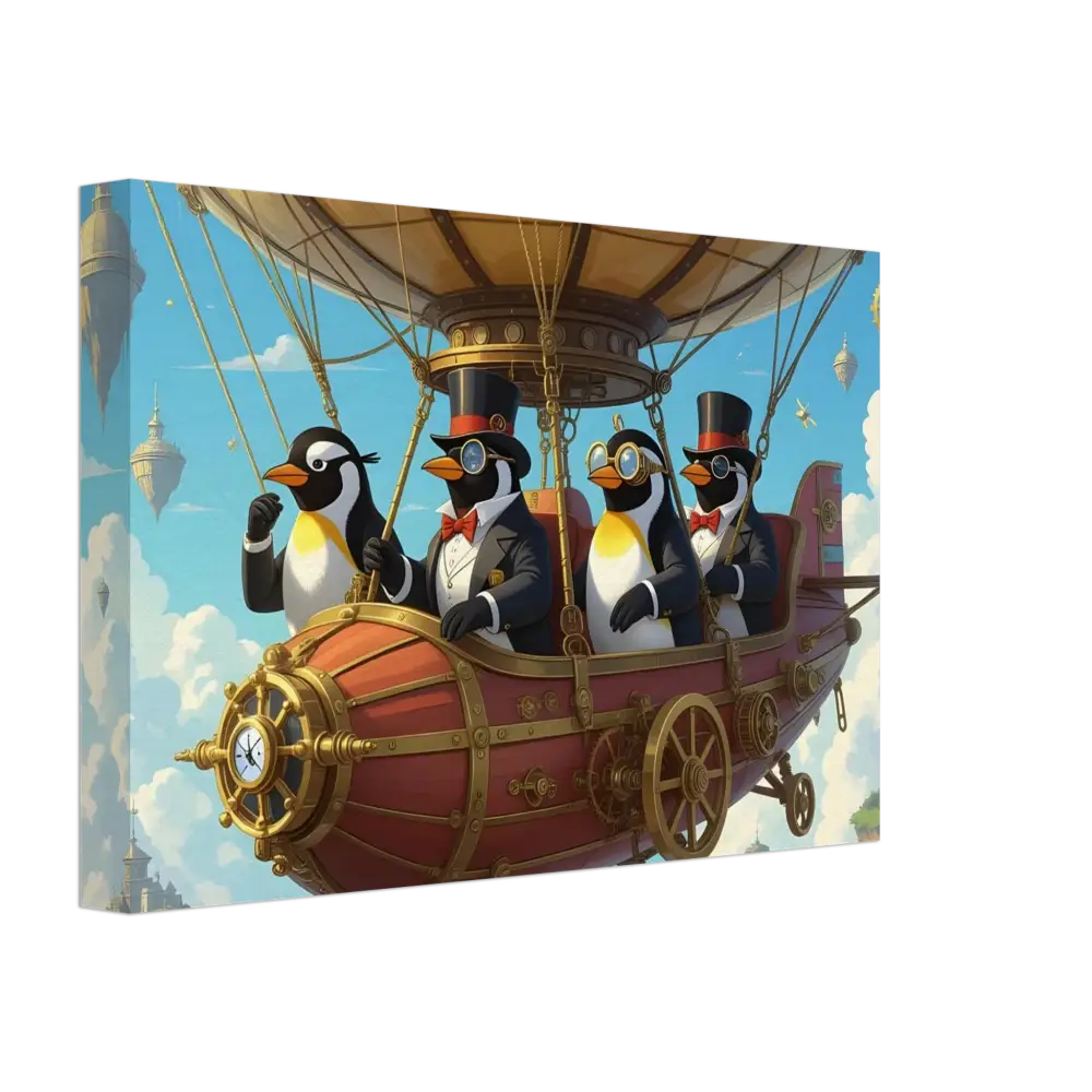Steampunk Penguin Airship Canvas for Penguin Zeppelin Society by PixiOnyx