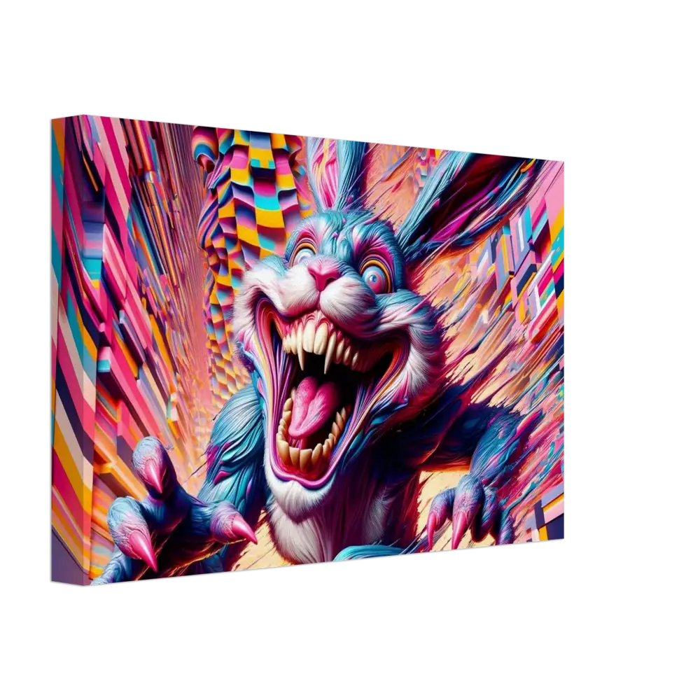 Psychedelic menacing rabbit artwork from PixiOnyx Distortion Texture Series on Canvas