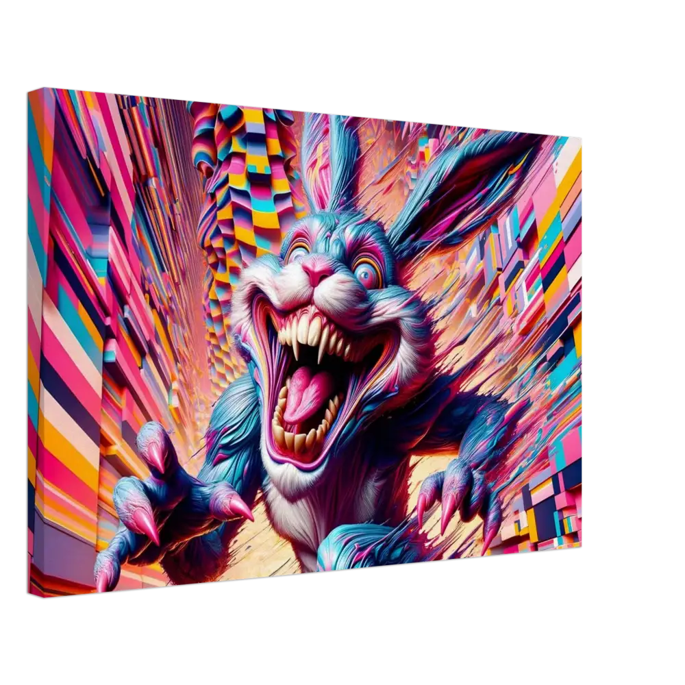 Psychedelic monstrous rabbit artwork on Canvas Pixel Panic by PixiOnyx Distortion Series