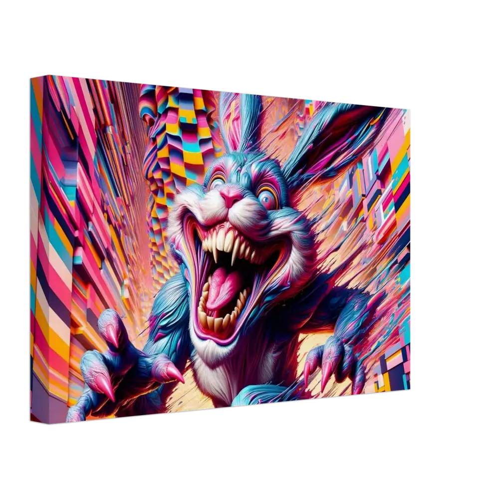 Psychedelic menacing rabbit canvas from PixiOnyx Distortion Texture Series