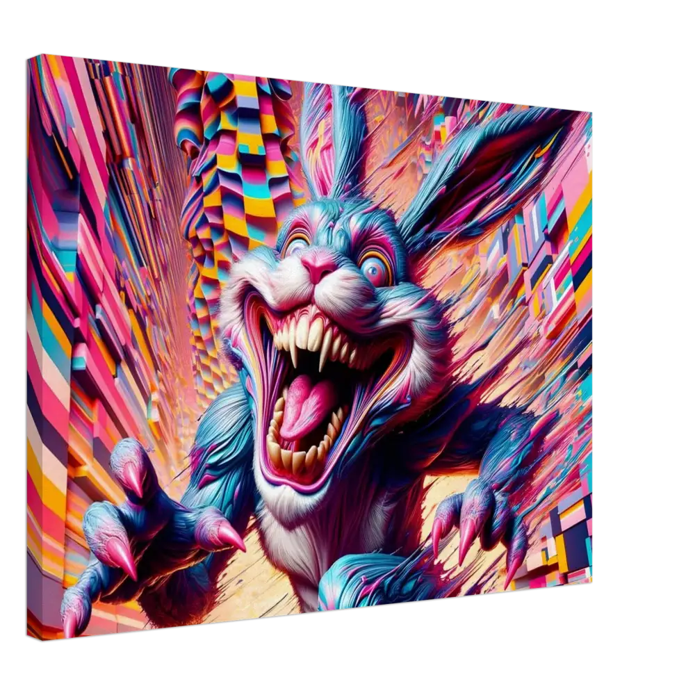 Psychedelic monstrous rabbit artwork on Canvas Pixel Panic Psycho Cottontail Quartet PixiOnyx Texture Series