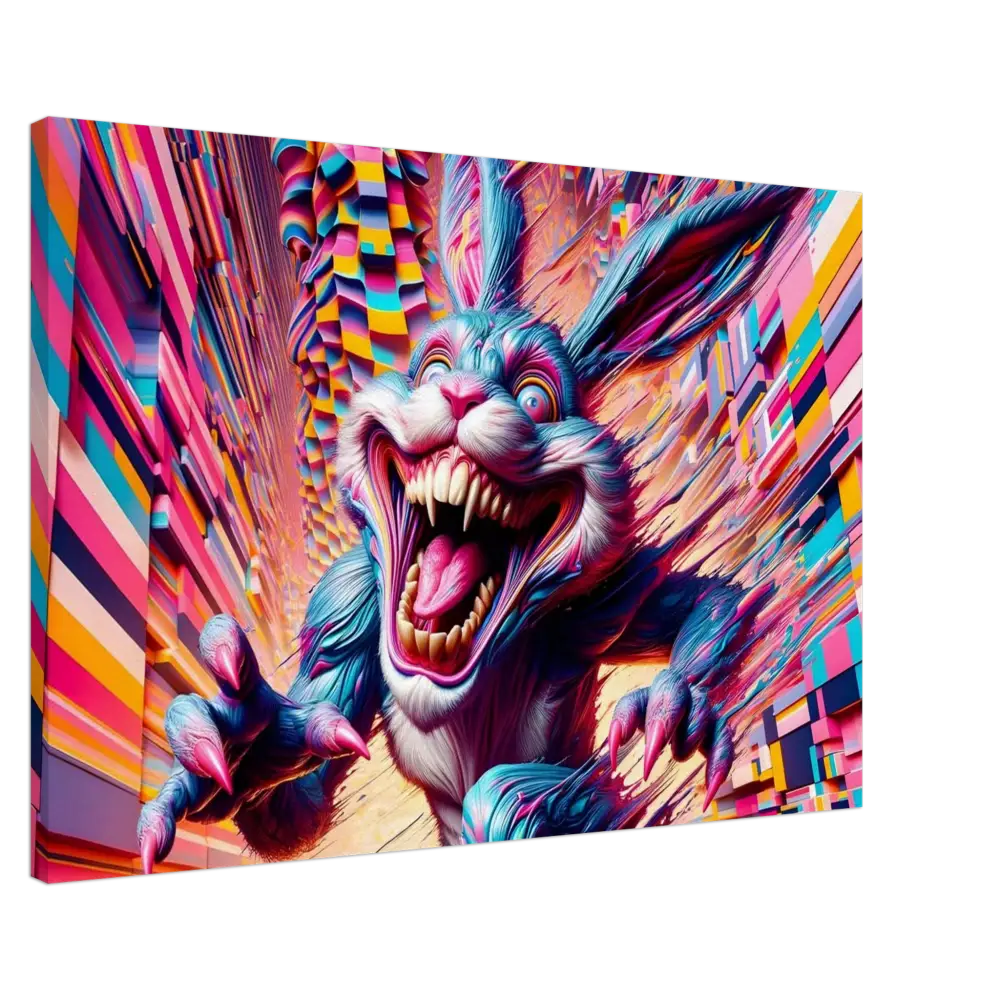Psychedelic menacing rabbit canvas art from PixiOnyx Distortion Texture Series