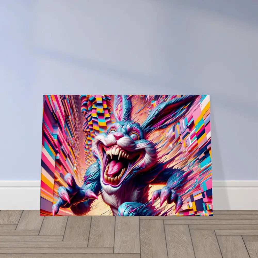 Colorful menacing rabbit artwork from Canvas – Pixel Panic Psycho Cottontail Quartet PixiOnyx Texture Series