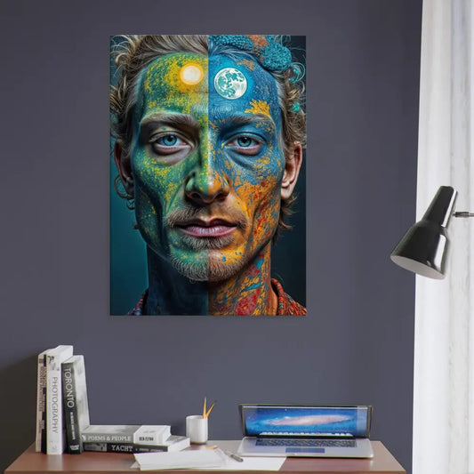 Colorful portrait poster for Psychedelic Duality Wall Canvas artwork