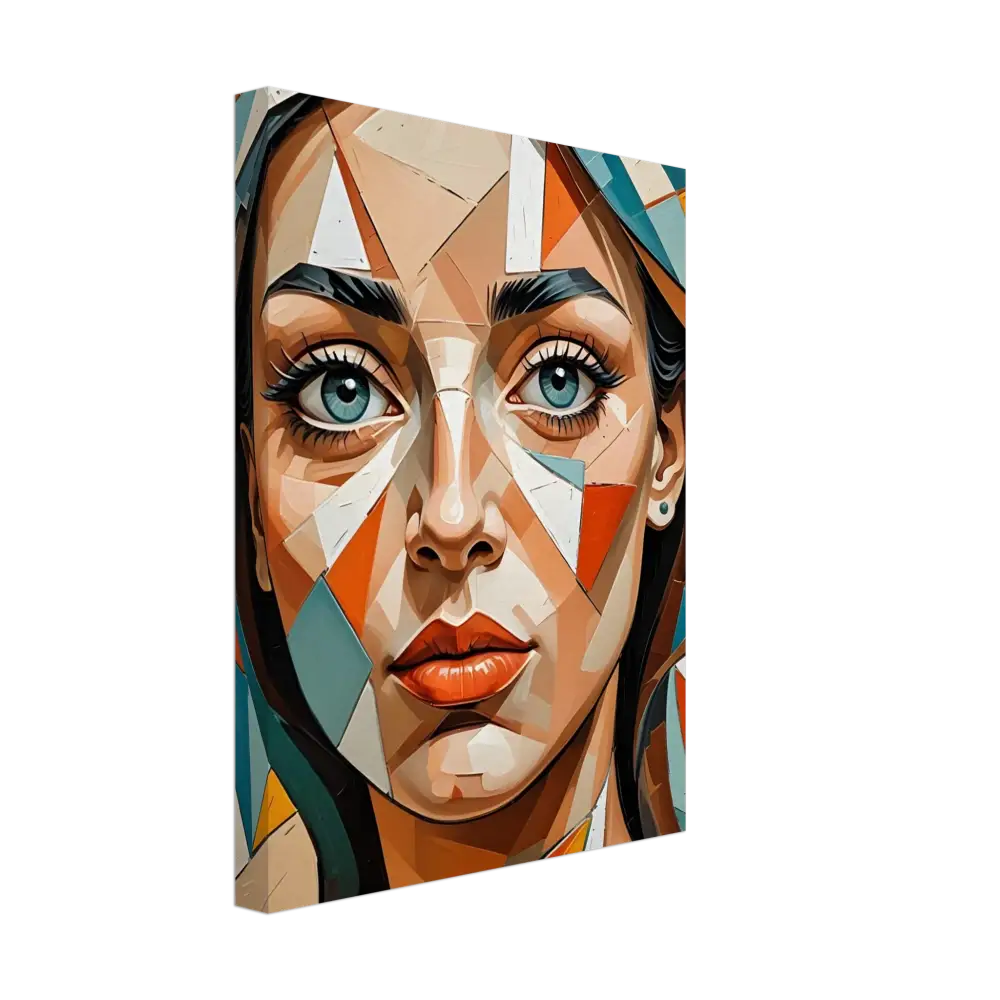 Abstract geometric portrait on PixiOnyx Dreamscape Canvas product display