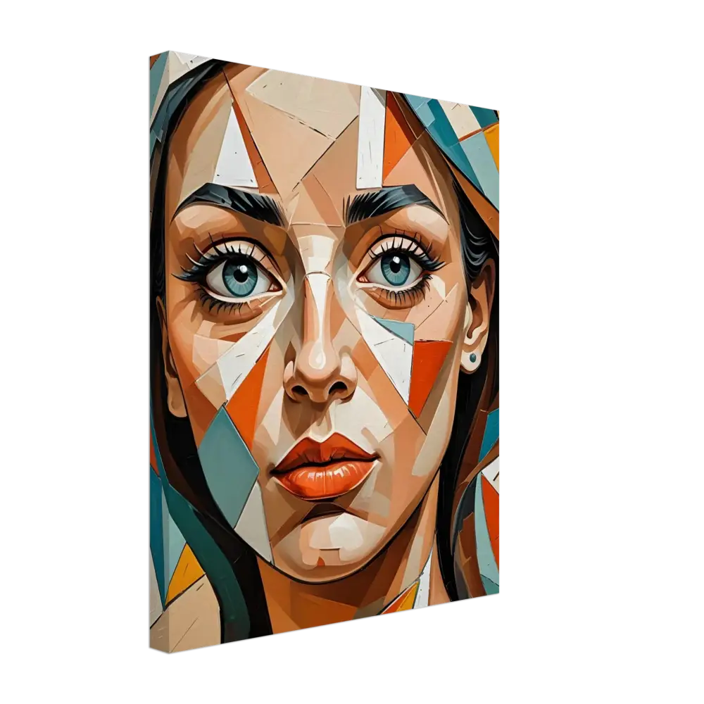 Geometric portrait of a woman on PixiOnyx Dreamscape Canvas titled Prismatic Portrait