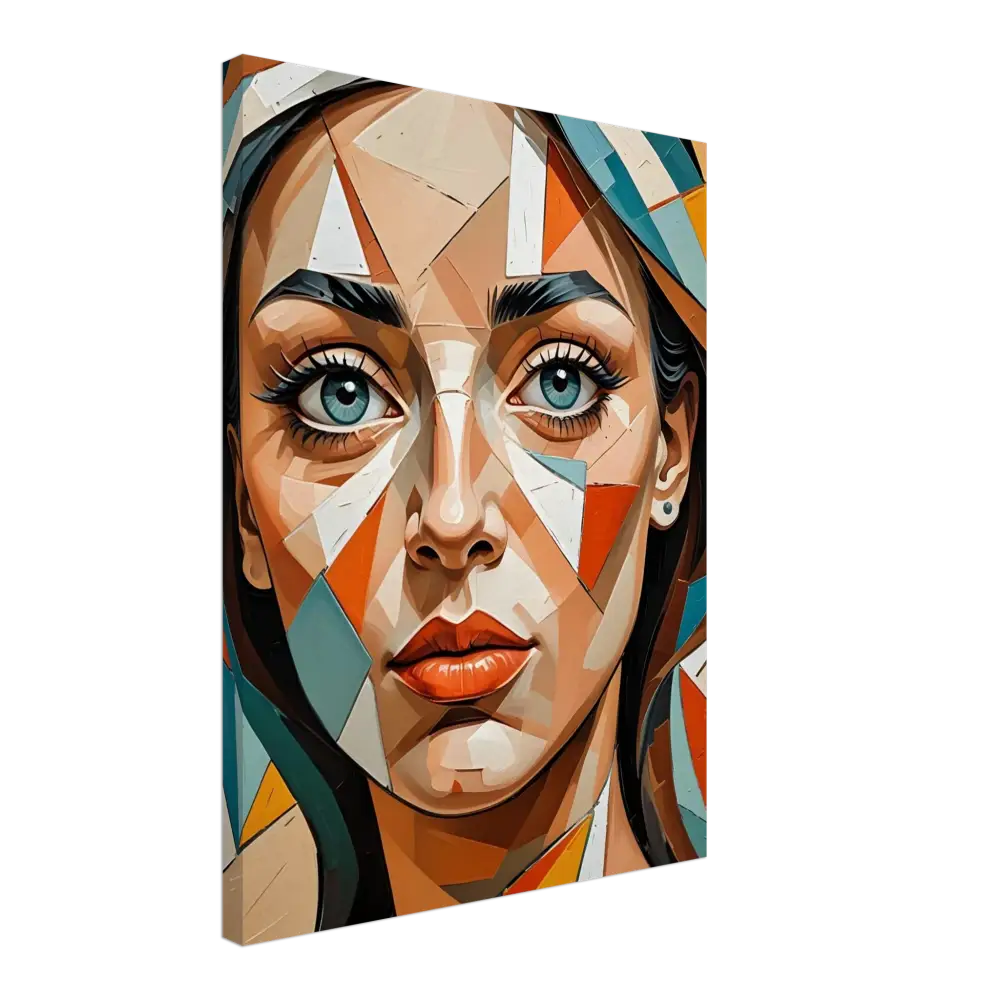 Abstract geometric portrait on PixiOnyx Dreamscape Canvas product display
